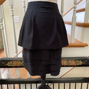 New Ellie Makir NY Raw Edge Tiered Black Skirt ~ L ~